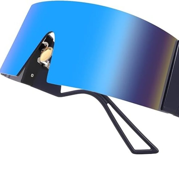 Oversized blue mirror women's sunglasses - Picture 3 of 5